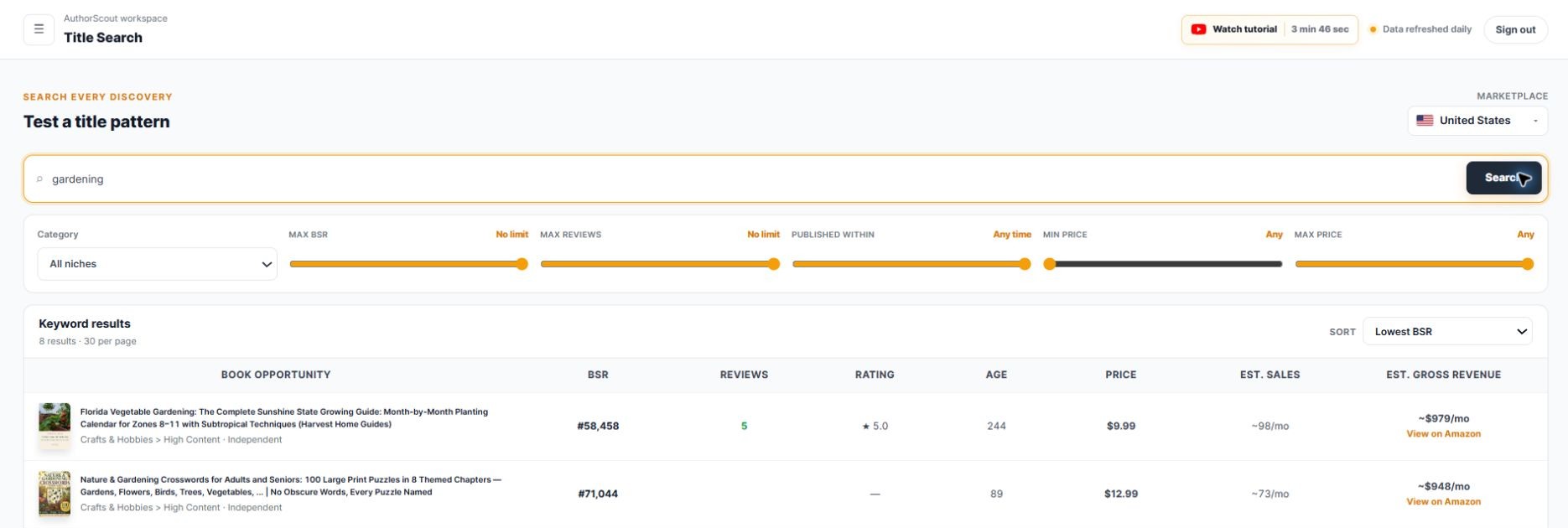 AuthorScout Title Search